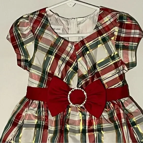 Kid's Bonnie Jean Plaid Holiday Party Dress - Picture 3 of 10